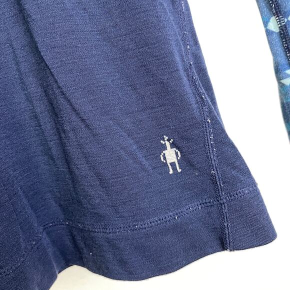 Smartwool Pullover 1/4 Zip Base Layer Womens Size XS Blue Merino Wool Geometric - Picture 4 of 11